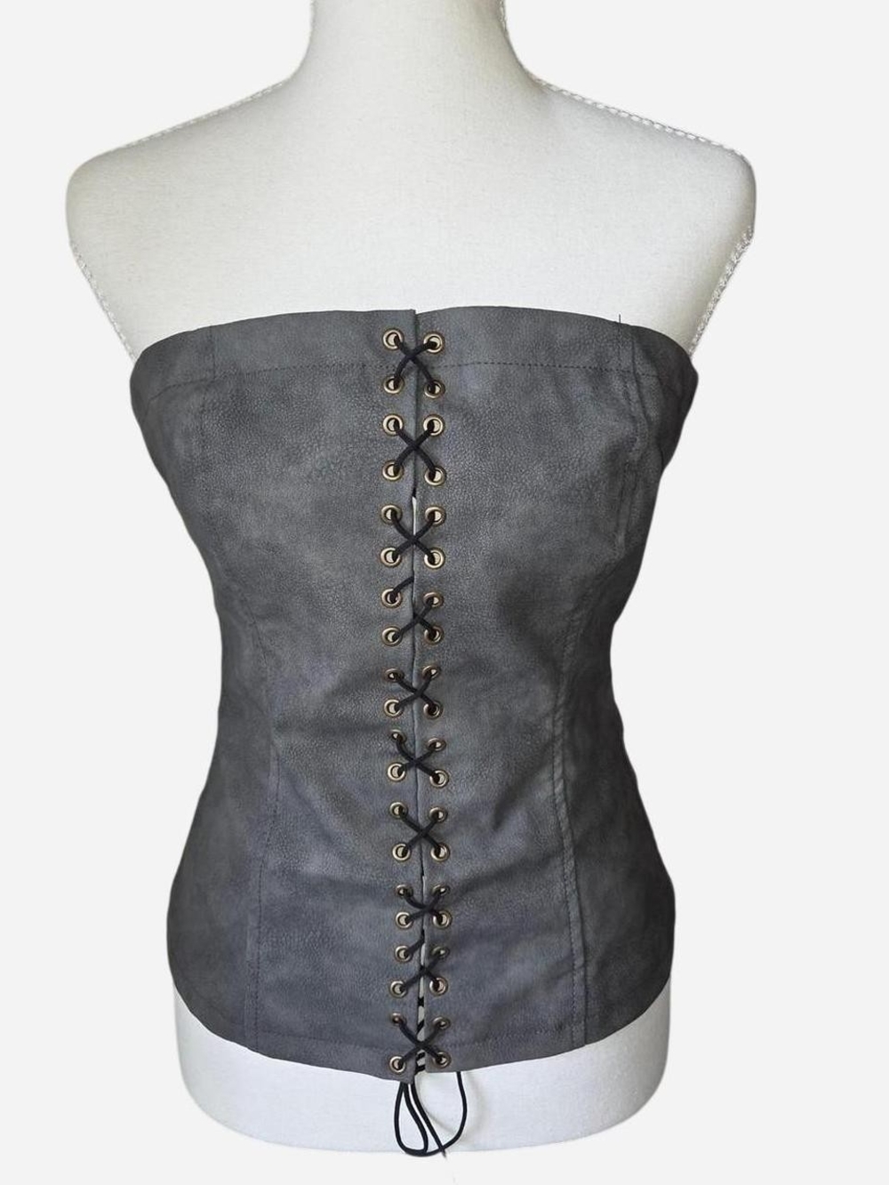 NWT Princess Polly Soft Spoken Strapless Tie Up Corset Top Grey Size 4